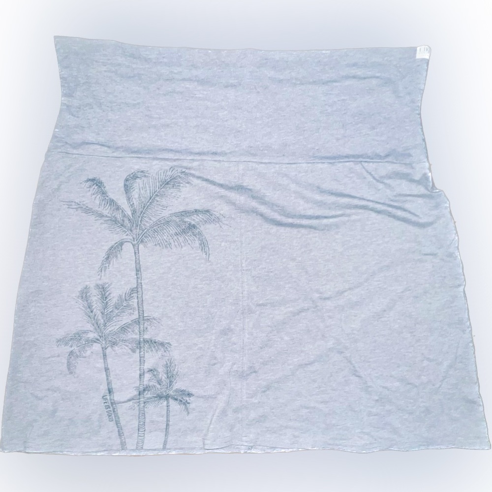 Life is Good Skirt Palm Tree Gray Thin Lightweight Stretchy Size XL